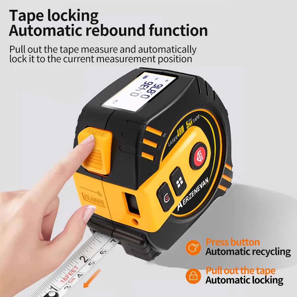 Industrial Laser Sensor - 80mレーザーテープメジャー、測定ツール、レーザー距離計、スチールテープメジャー、USB充電式