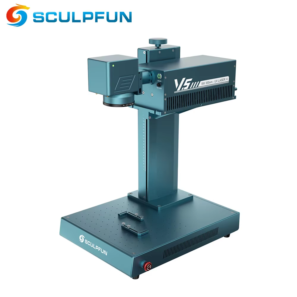 Industrial Laser Engraving Machine For Metal - SCULPFUN V5 UVレーザー彫刻機。産業用グレードで、透明アクリル、金属、あらゆる素材に対応した3Dレリーフ彫刻が可能。