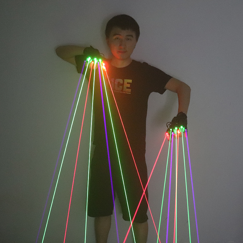 Industrial Laser Projector - 緑赤青レーザー手袋 7 個ハイパワー粗ビームレーザー大砲 LED フラッシュフィンガーパームライトドレスアップ LED