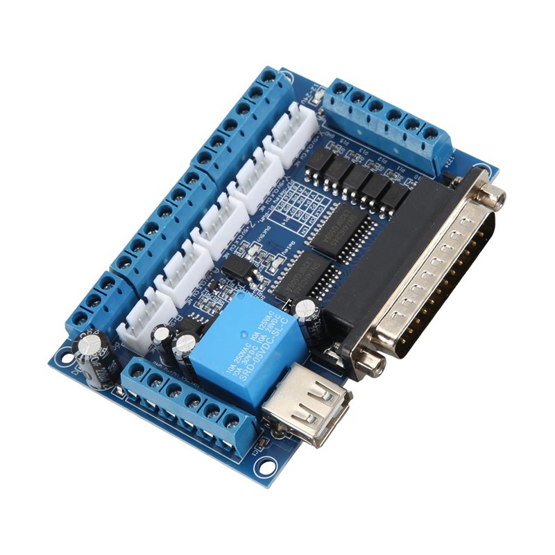 Breakout Board Mach3 - A84Eドライバーボード MACH3彫刻機 5軸CNCブレークアウトボード 光学カップラー付き ステッピングモーター駆動コントローラー用