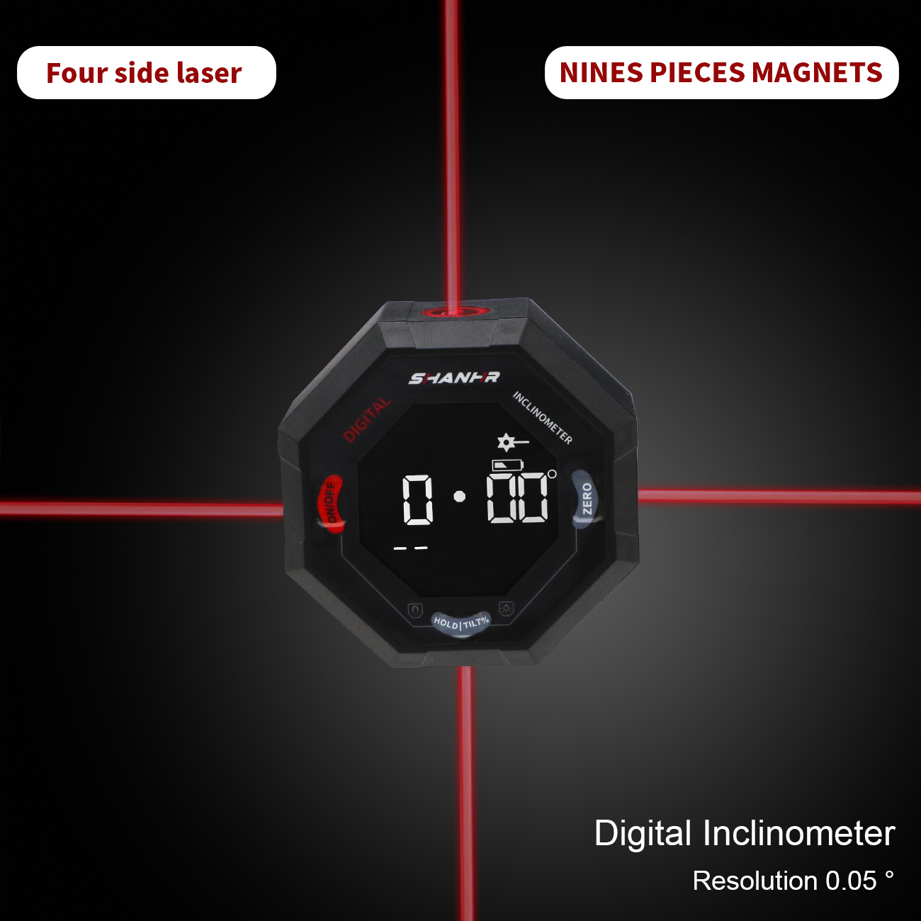 SHANHR オクタゴンデジタル角度計、4面レーザー、9面強 - Industrial Laser Alignment のレビューと価格