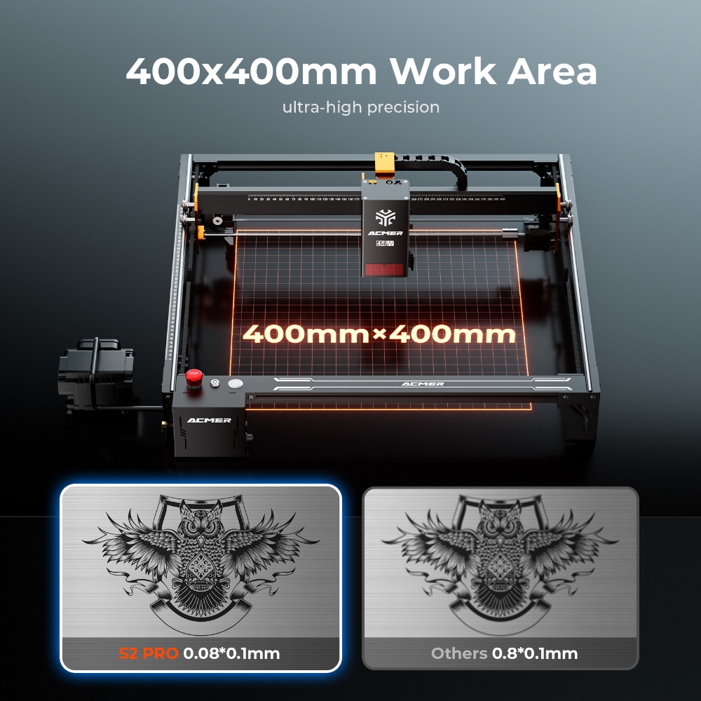 ACMER S2 PRO 36W/48W レーザー彫刻機 A - Industrial Laser Sensor のレビューと価格